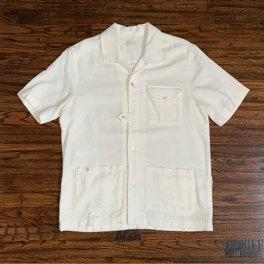 Aime Léon Dore SS24 Beige Cream Textured Safari Button-Up Shirt Size Medium